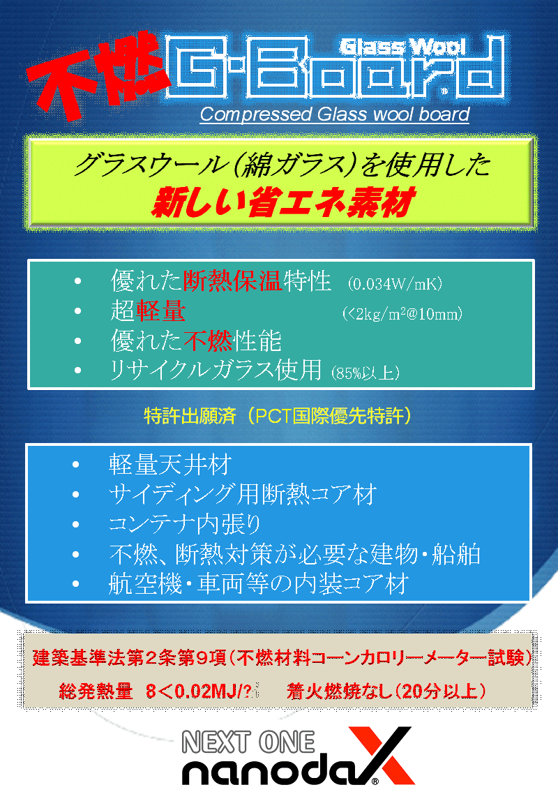 不燃ガラスウールボードの紹介パネル