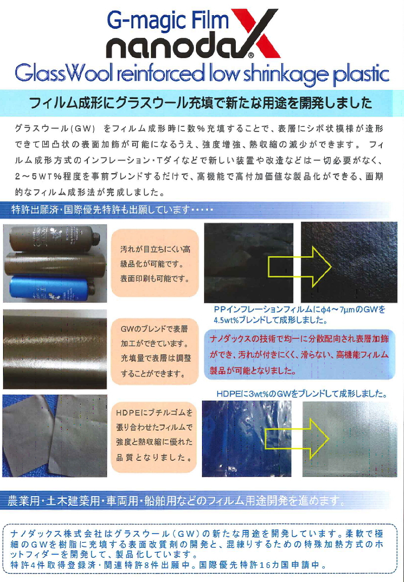 NANODAXのガラスウール充填フィルム