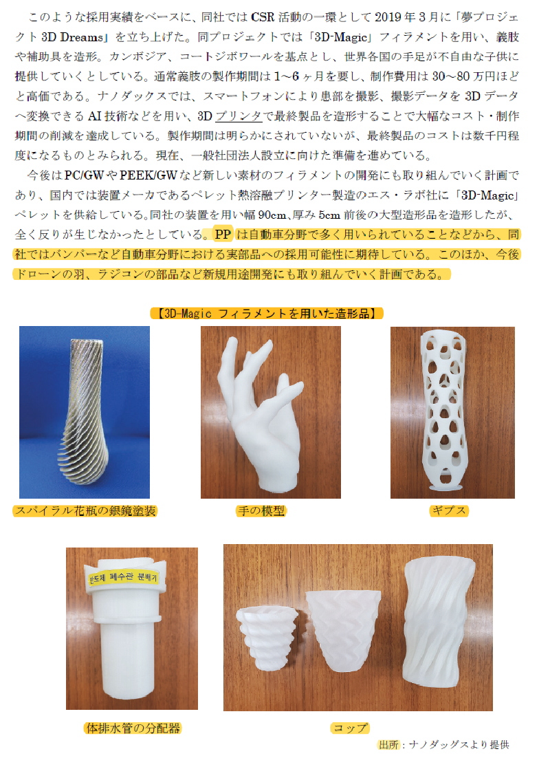 ナノダックス株式会社は矢野経済研究所の3Dプリンター材料市場調査に掲載されました。 ナノダックス株式会社は矢野経済研究所の3Dプリンター材料市場調査に掲載されました。